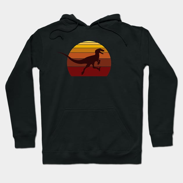 Velociraptor Retro Shirt Design Hoodie by FalconArt